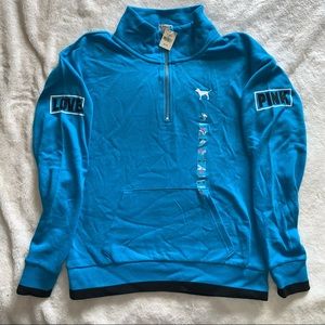 VS PINK Teal Blue Quarter Zip Pullover